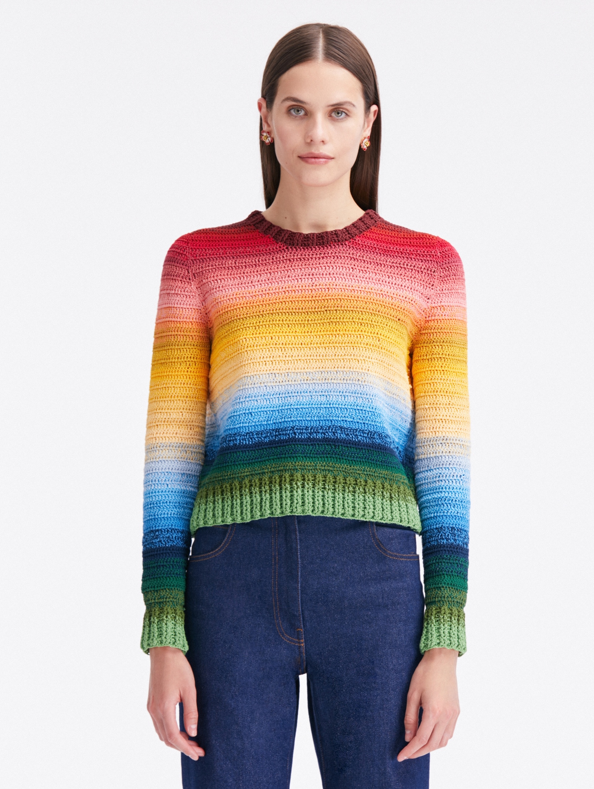 RAINBOW OMBRÉ CROCHET PULLOVER - 1