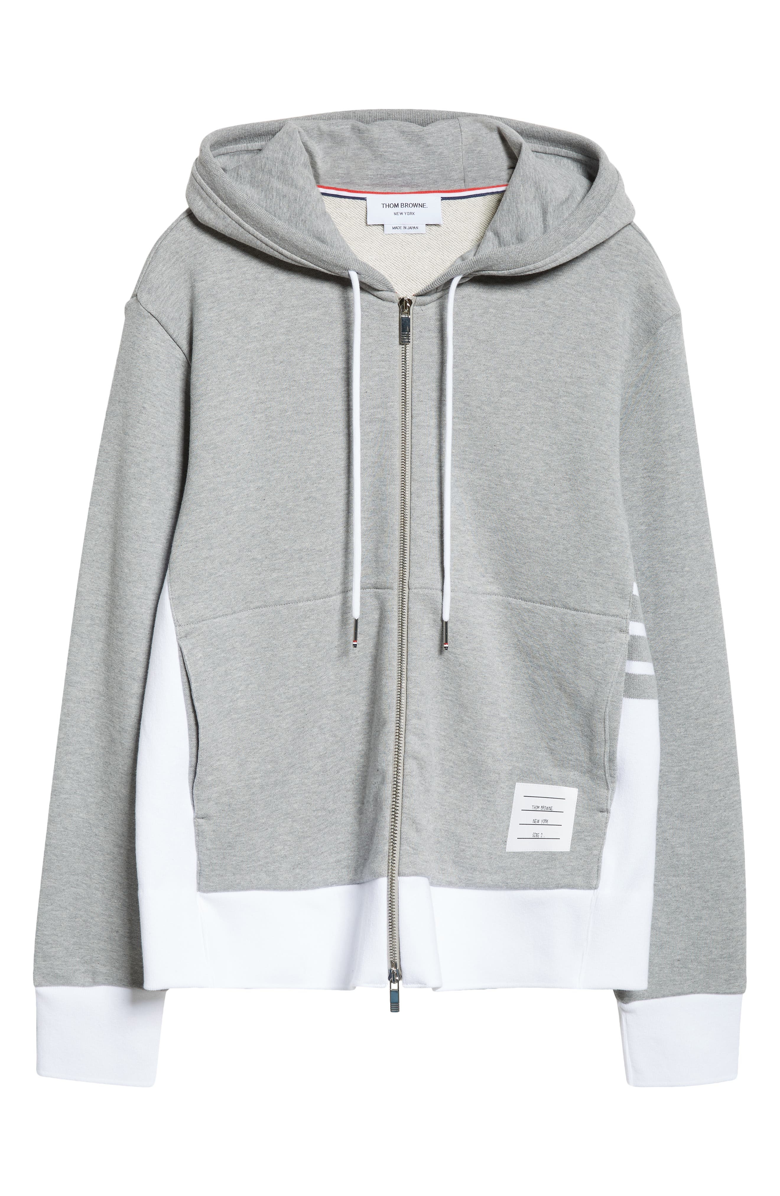 Thom Browne Engineered 4-Bar Cotton French Terry Zip-Up Hoodie in Light Grey at Nordstrom - 6