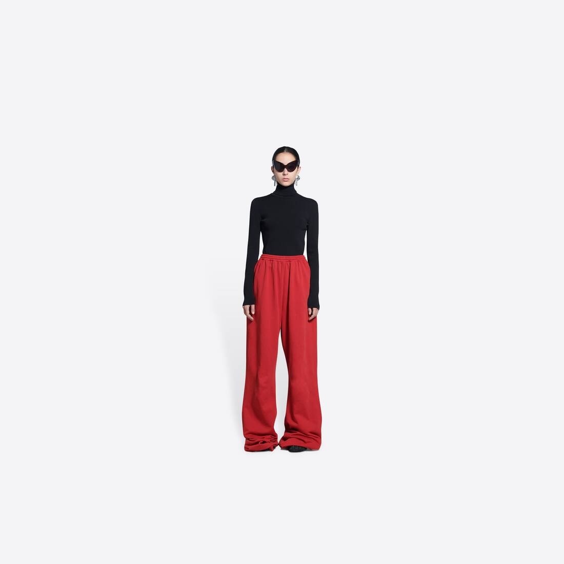 Women's Baggy Pants in Red - 3