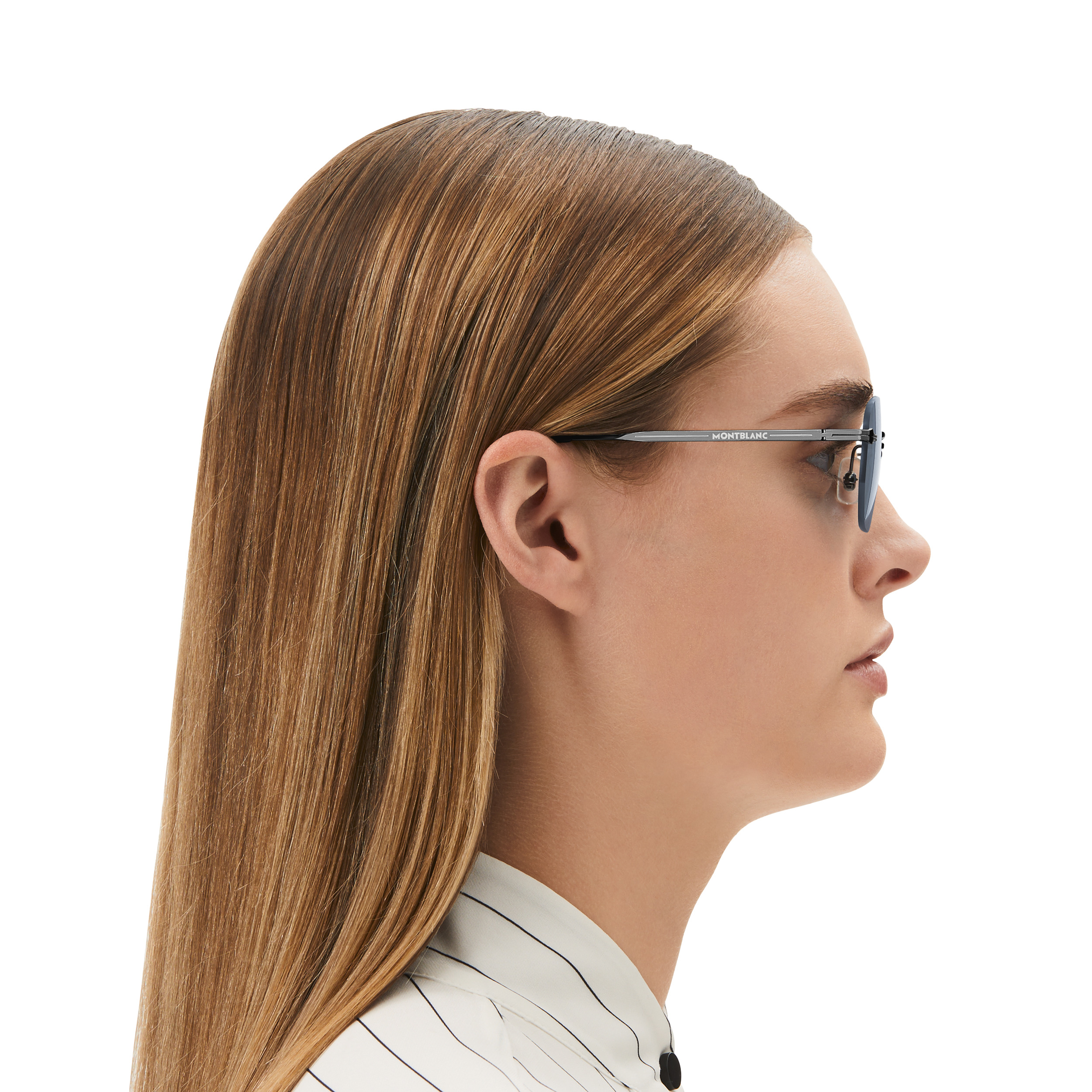 Rectangular Sunglasses with Silver-Colored Metal Frame - 5