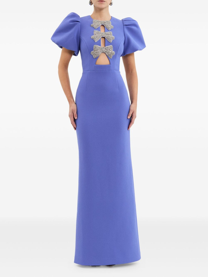 REBECCA VALLANCE puff-sleeves embellished maxi evening dress outlook