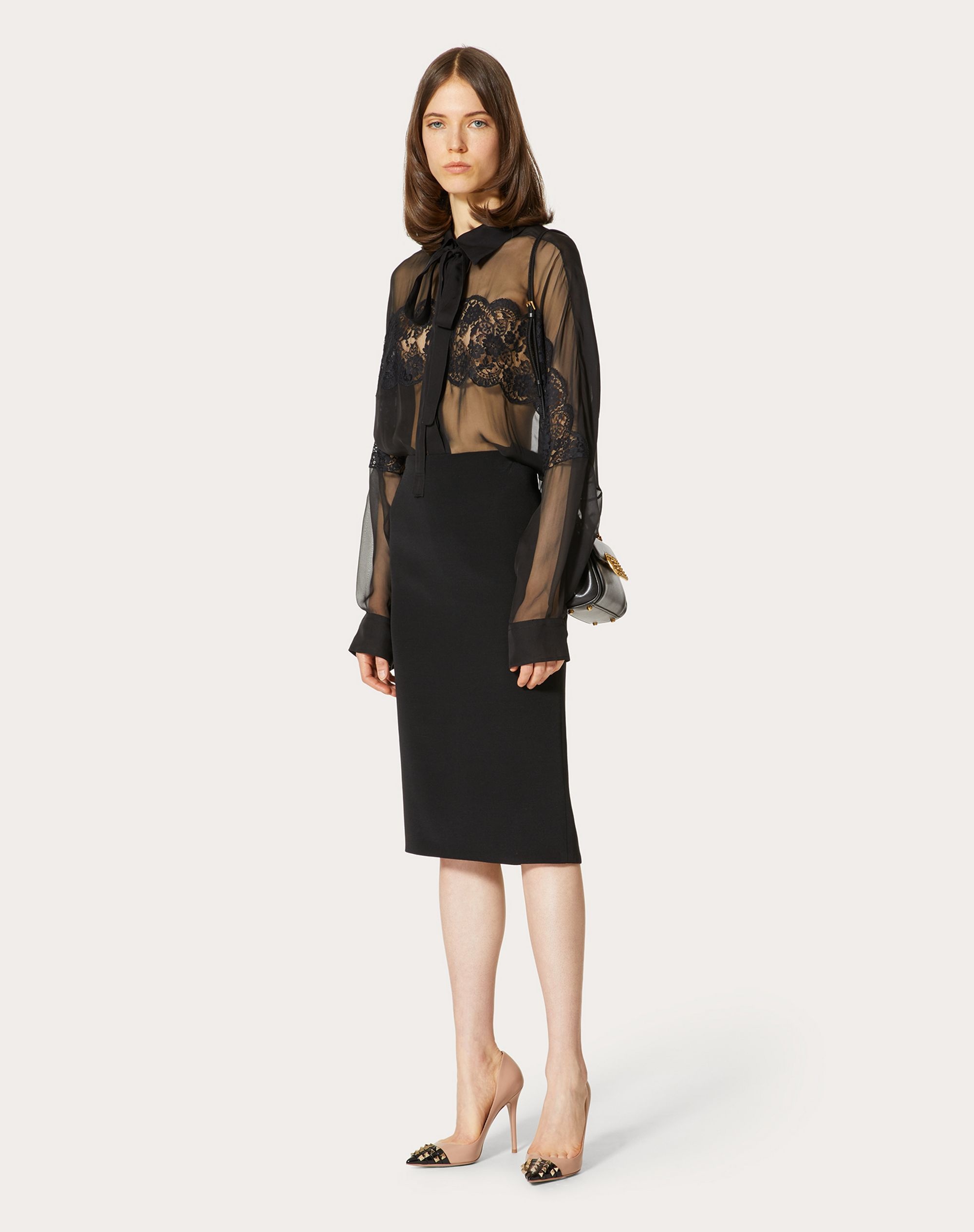 CHIFFON AND LACE SHIRT - 2