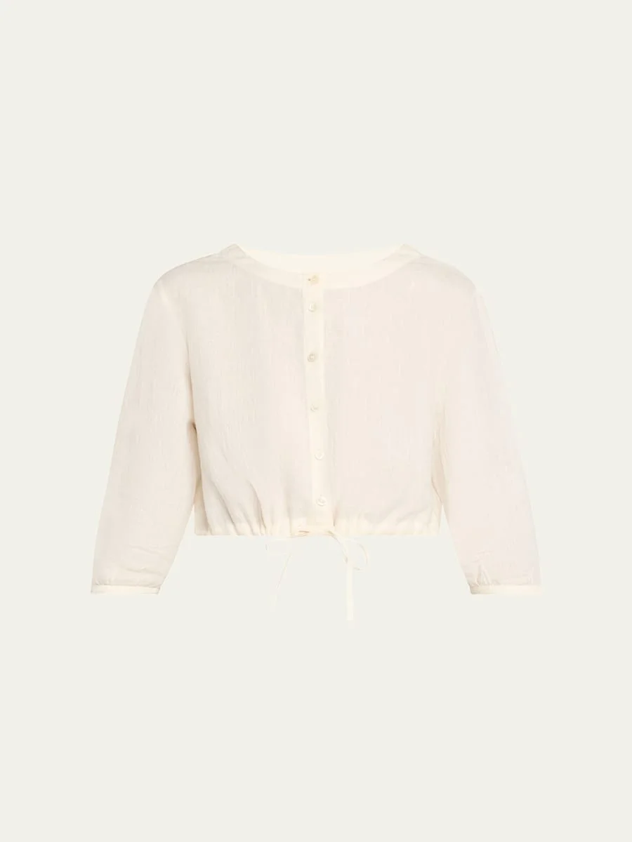 New Jinny Linen Crop Blouse - 1