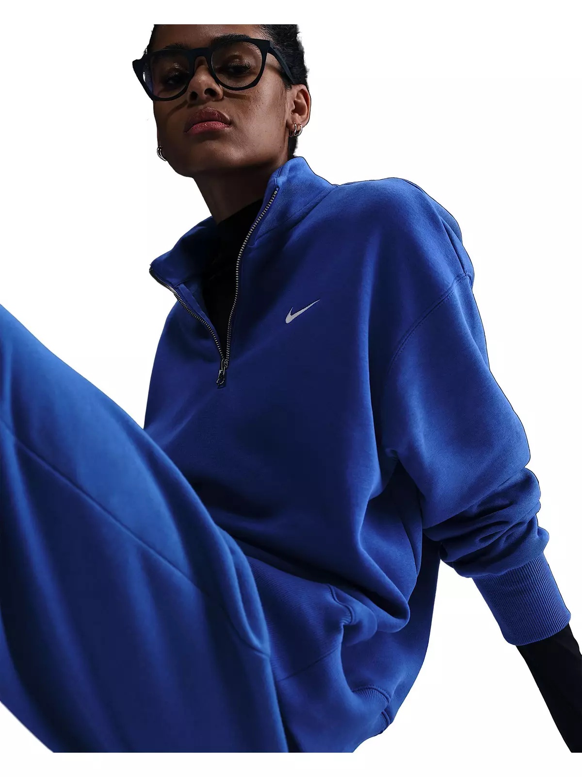 Women's Sportswear Phoenix Fleece Oversized 1/4 Zip Sweatshirt - Blue - 3