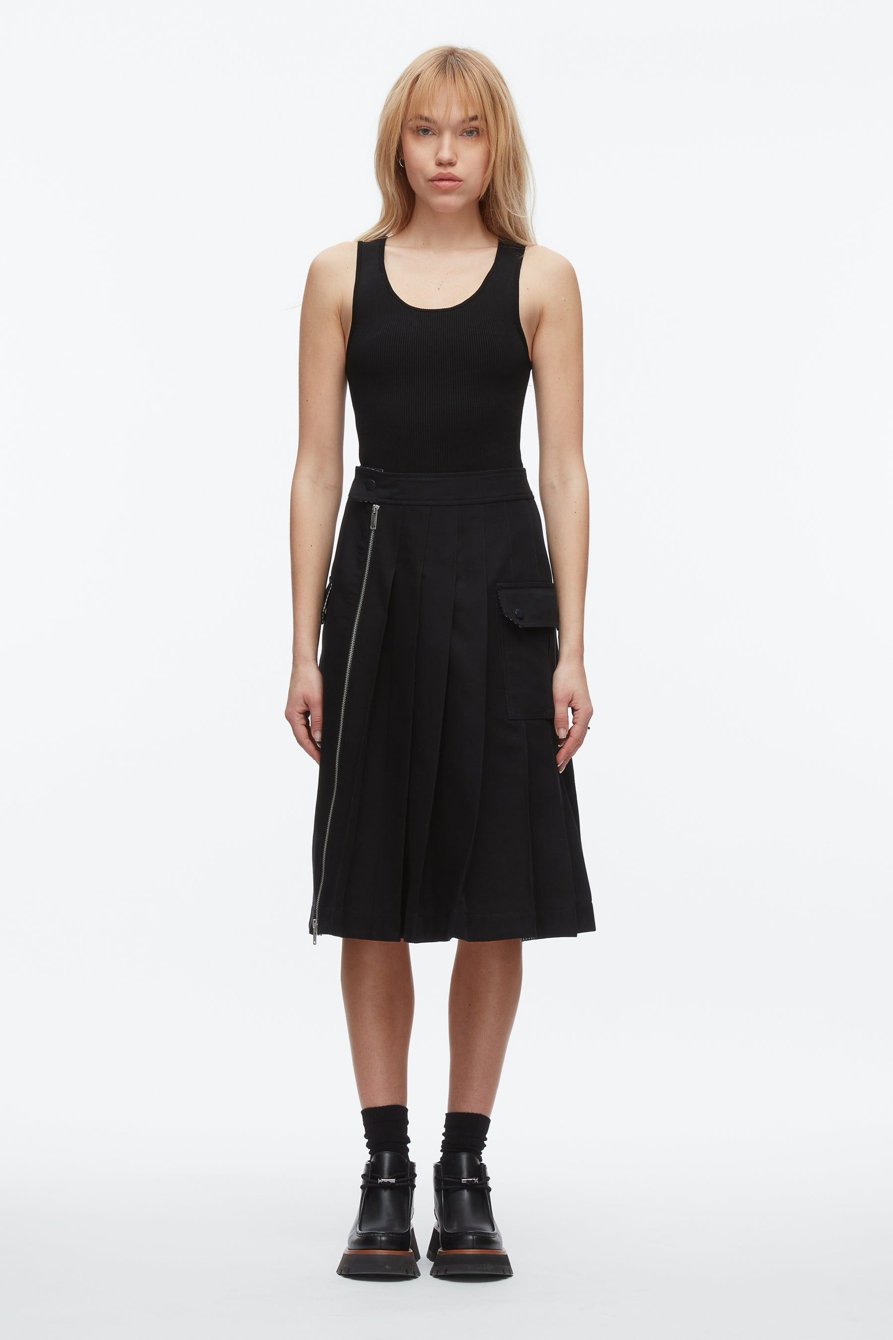 Pleated Zip Utility Skirt - 2