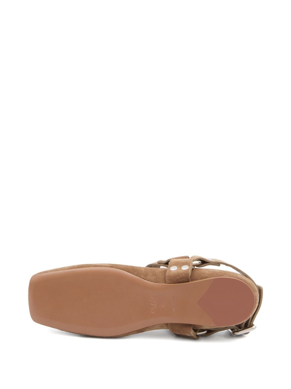 Umber buckle-detail biker ballet flats - 5