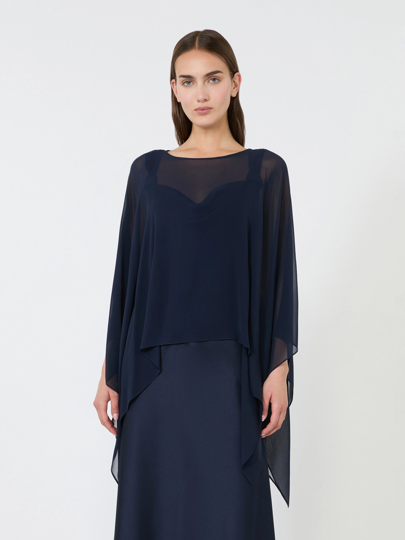 Max Mara NEBBIE Silk georgette cropped cape - NAVY outlook