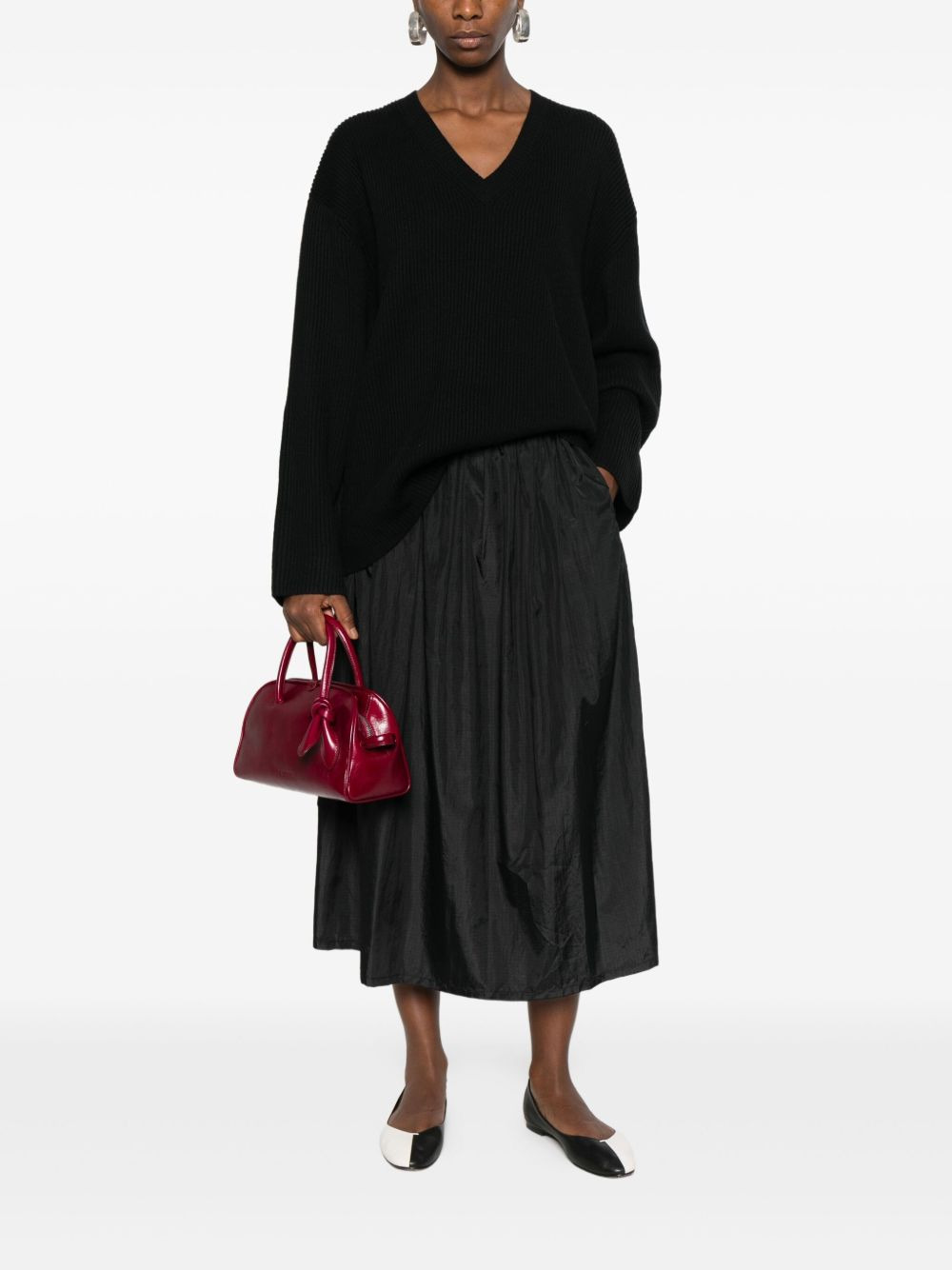 ribbed V-neck jumper - 2
