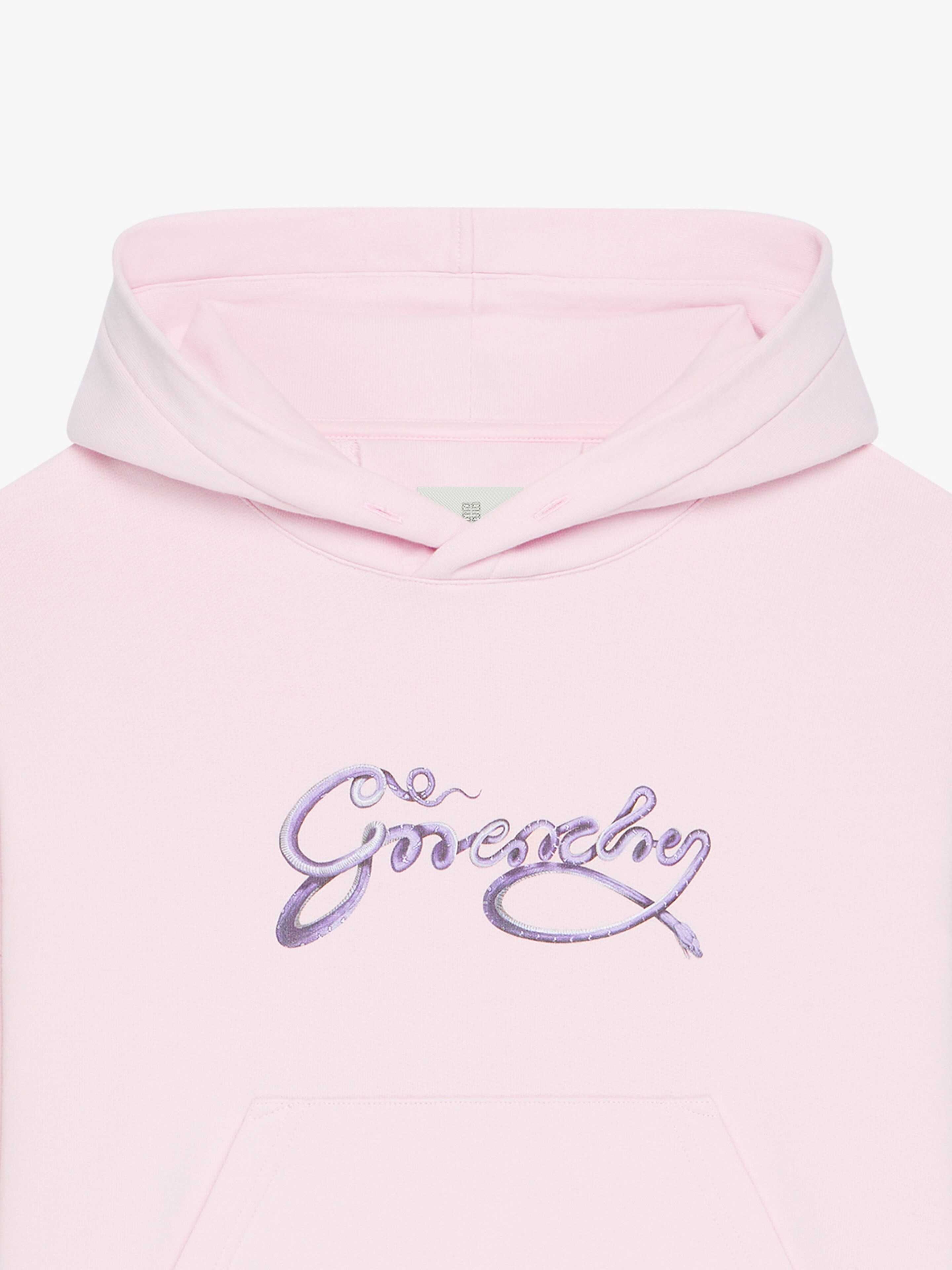 CROPPED HOODIE IN FLEECE WITH GIVENCHY SNAKE PRINT - 4