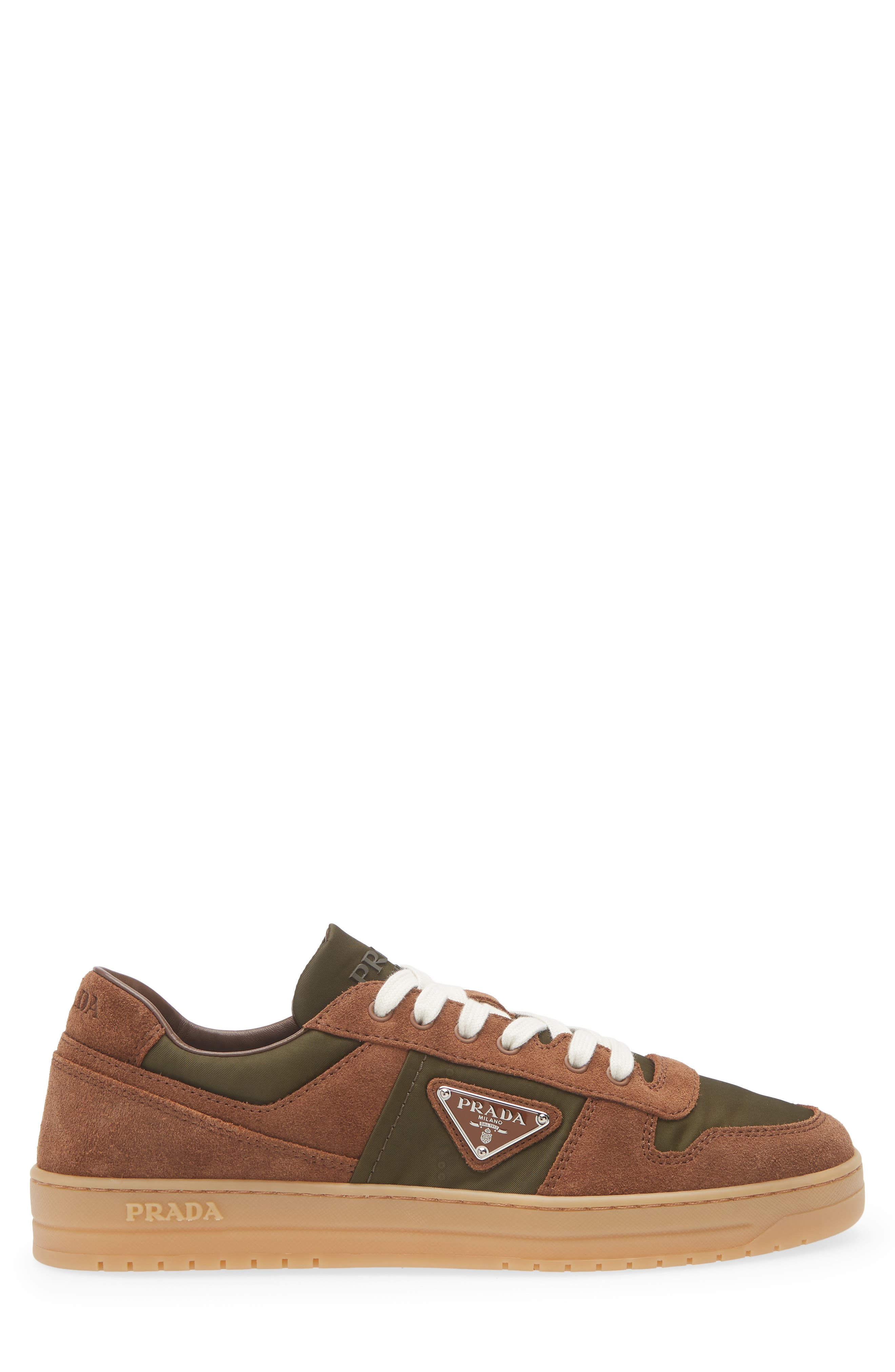 Prada Downtown Logo Low Top Sneaker in Cocoa Brown/Moss Green at Nordstrom - 3