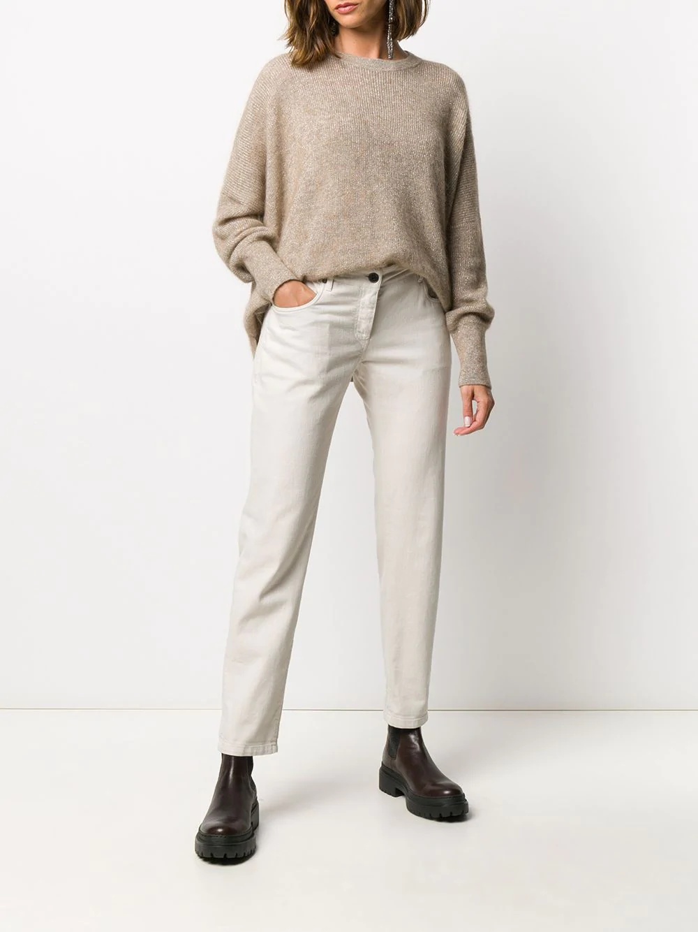 crew-neck side slits jumper - 2