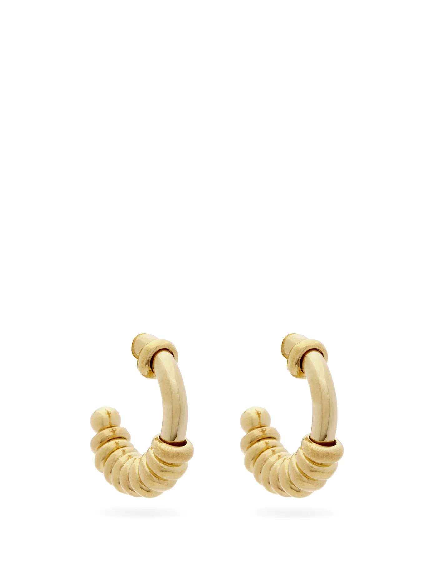 Beaded 18kt gold-plated silver hoop earrings - 1