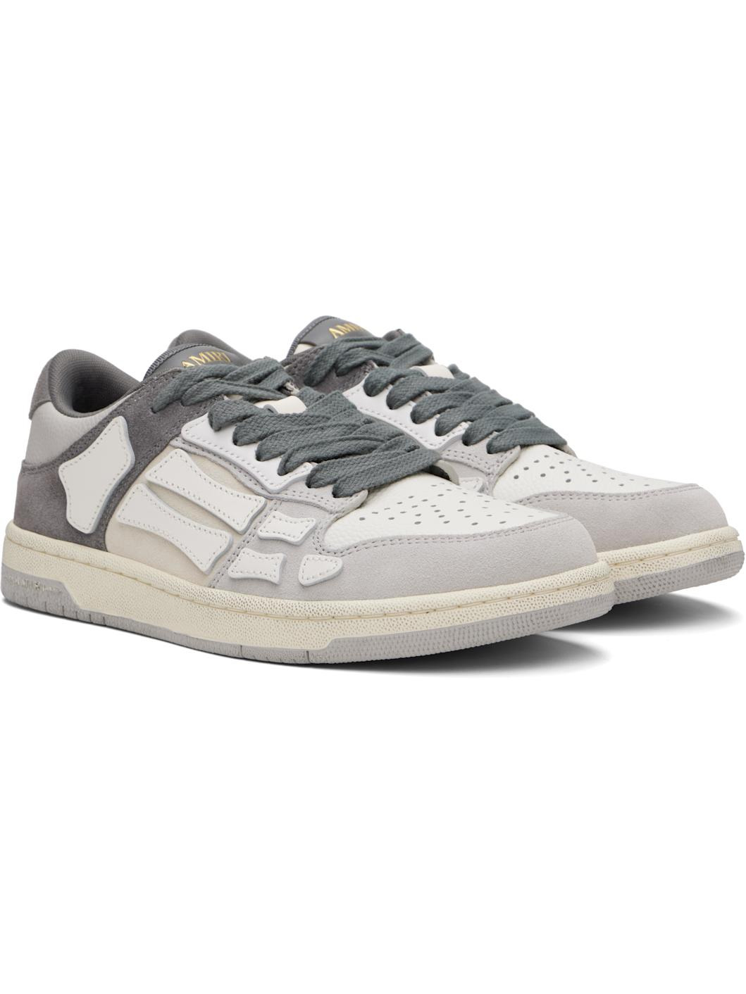 Gray Distressed Skel Top Low Sneakers - 4