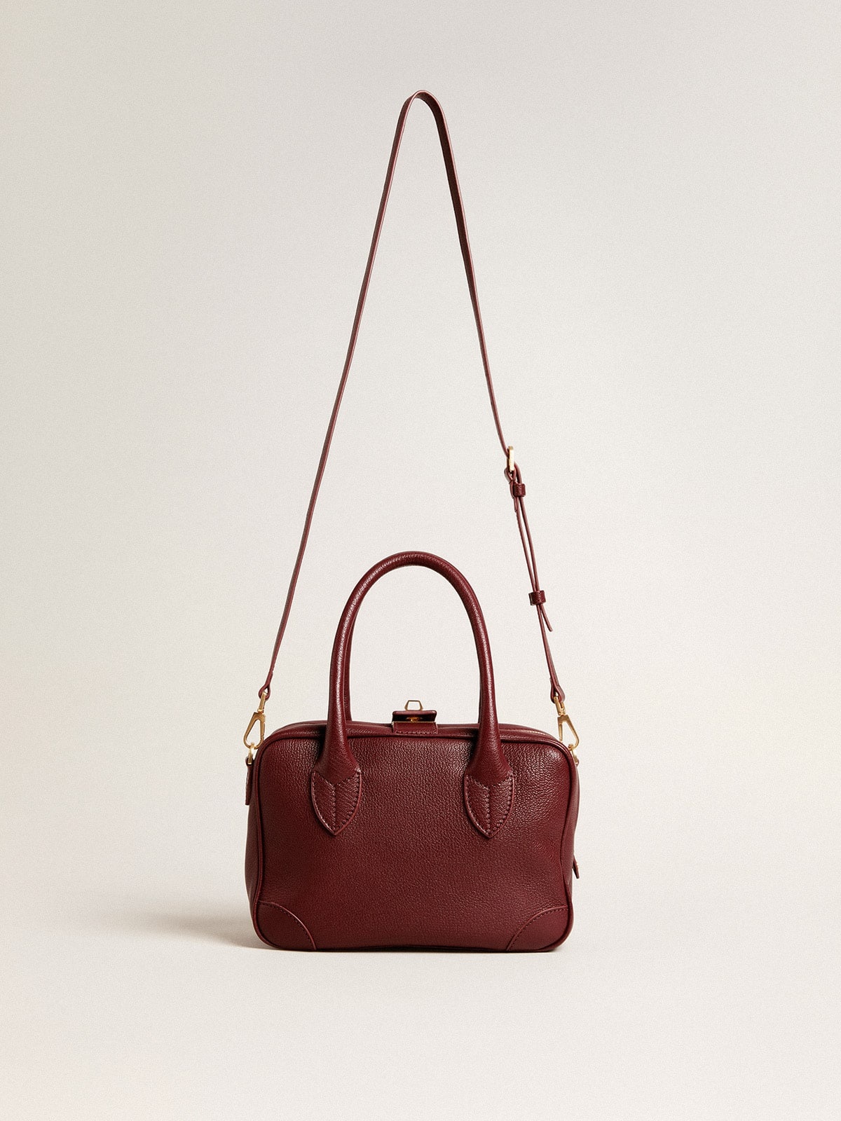 Vita Bag in burgundy sheepskin leather with gold details - 5