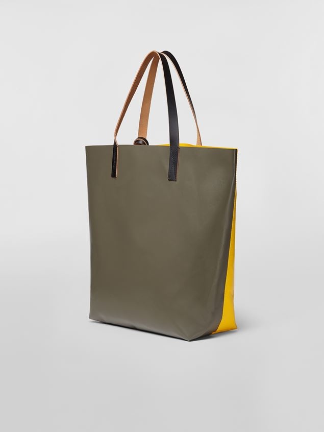 TRIBECA SHOPPING BAG IN YELLOW AND BEIGE PVC - 3