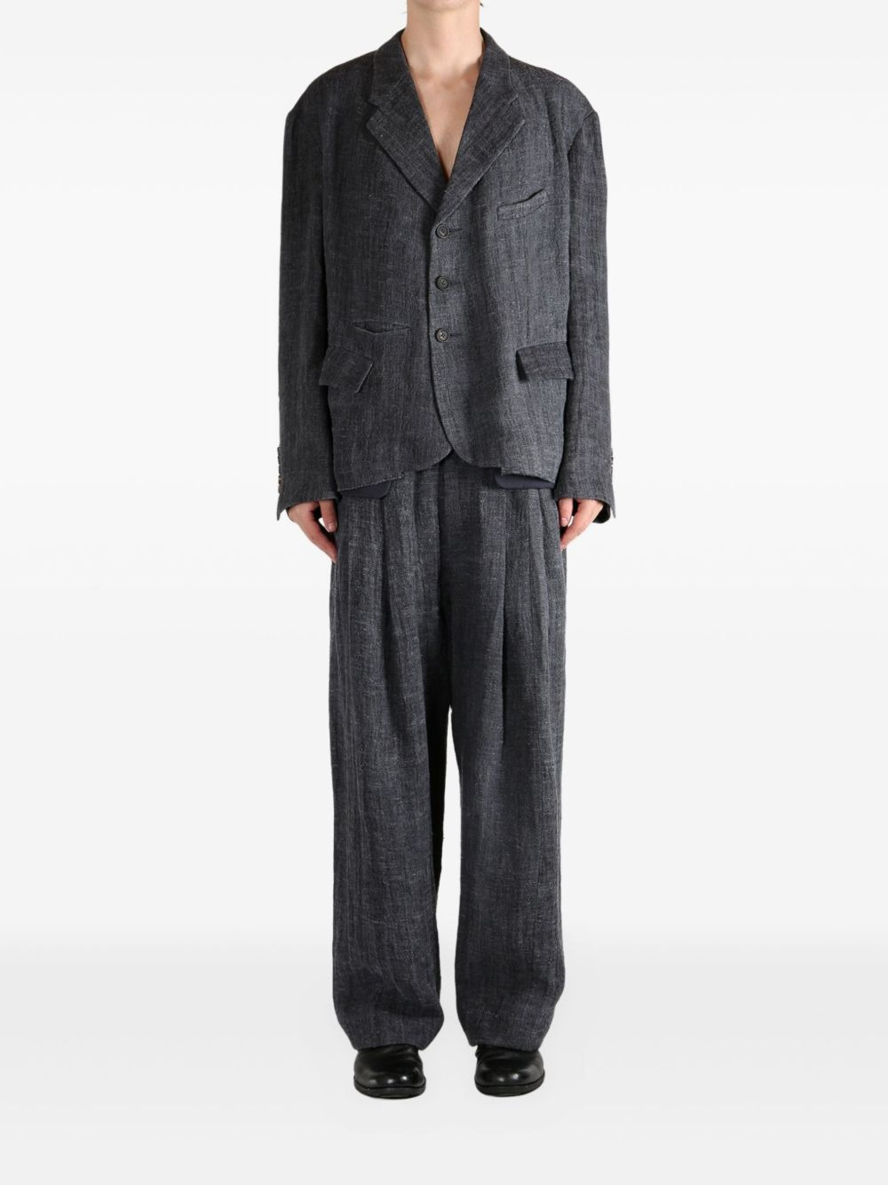 three-button patch-pocket coat - 2