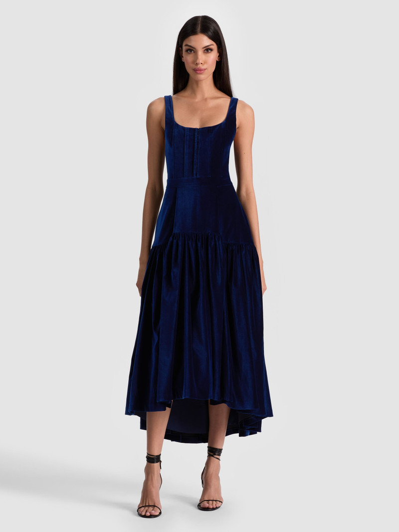 DIANA VELVET STRUCTURED MIDI DRESS 2