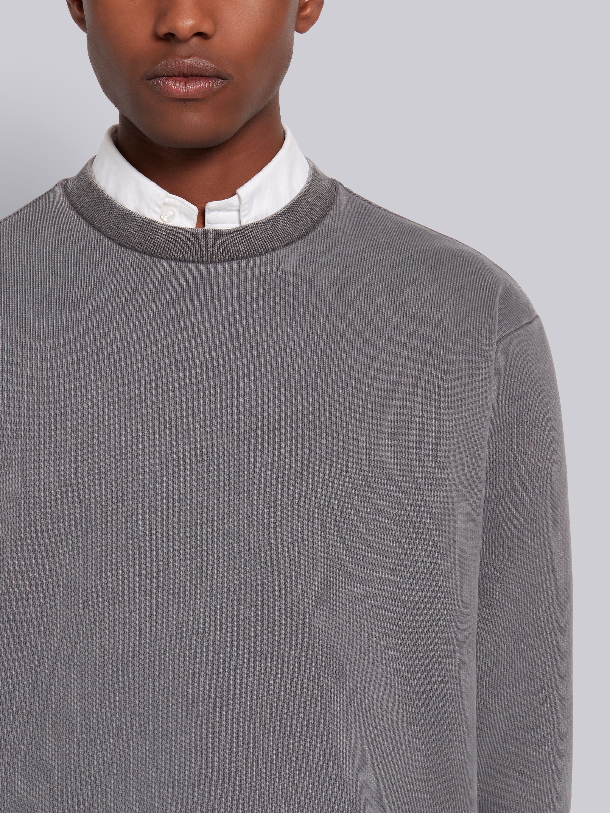 Medium Grey Classic Loopback Garment Dyed Crewneck Sweatshirt - 5