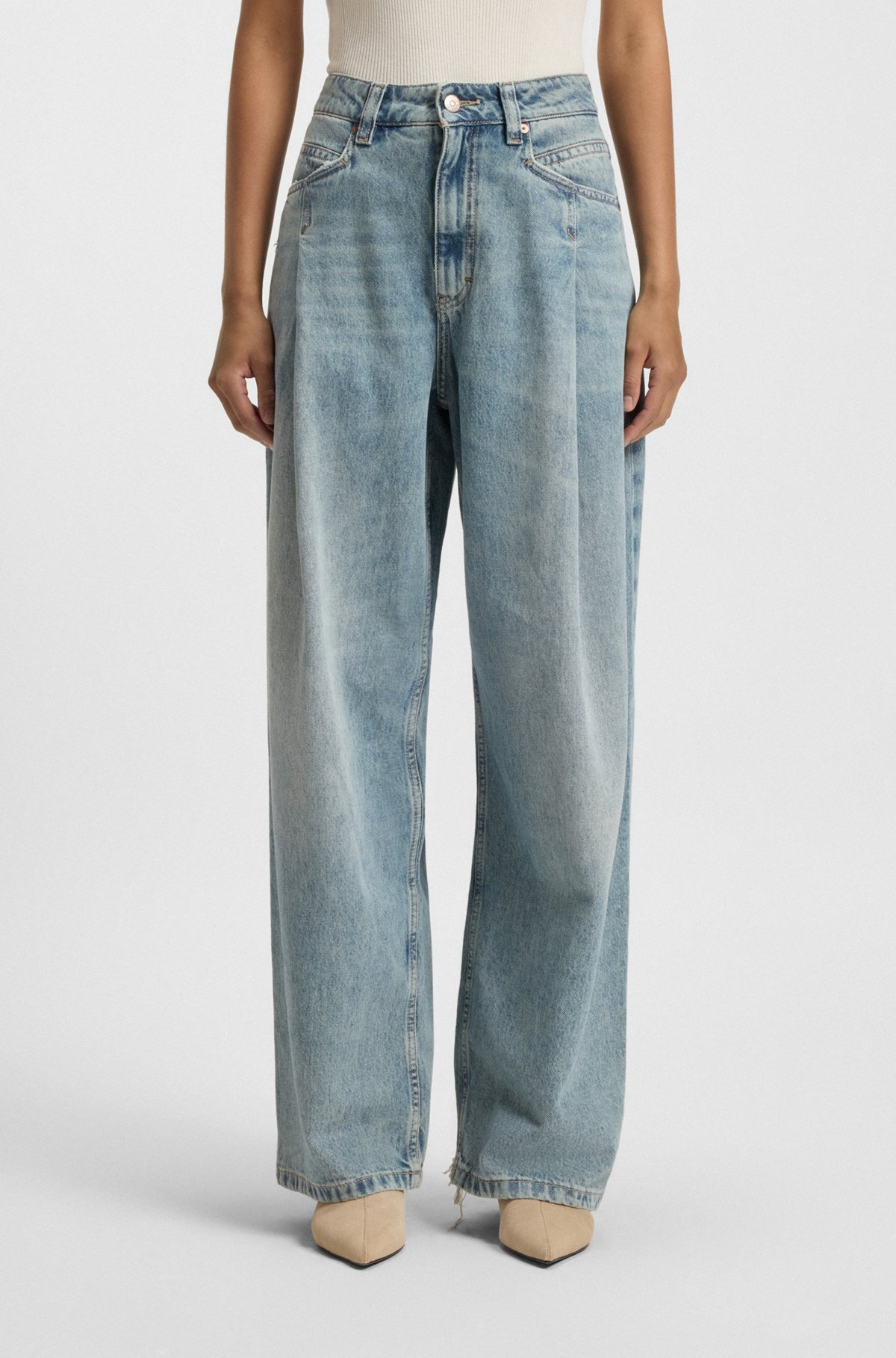 WIDE-LEG JEANS WITH FRONT PLEATS - 2