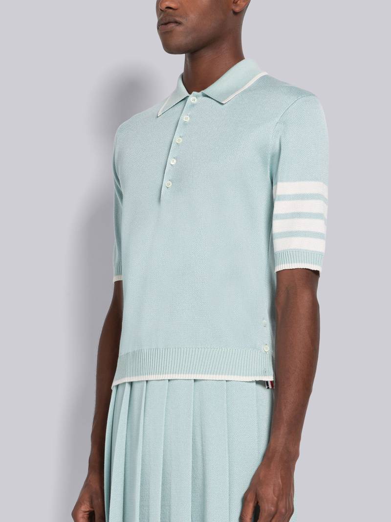 Thom Browne Birdseye Jacquard 4-Bar Short Sleeve Polo outlook