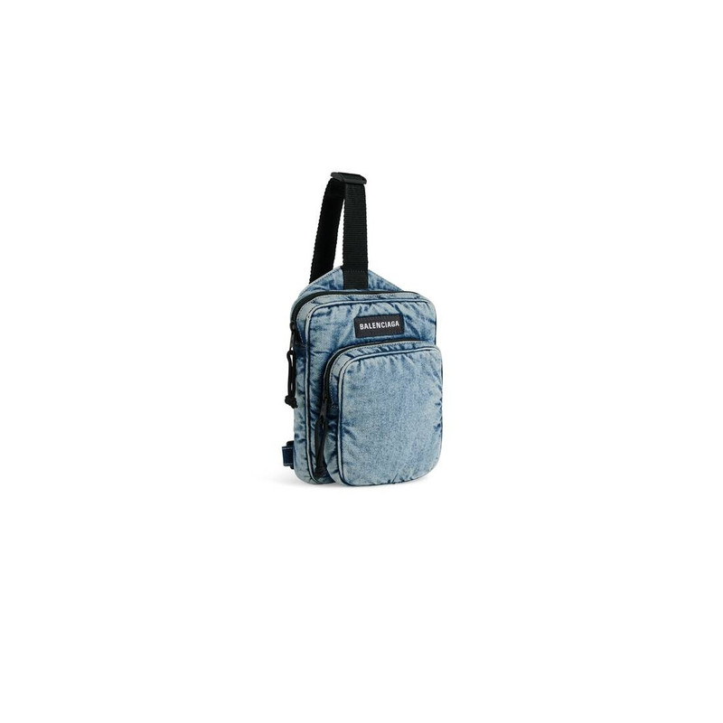 BALENCIAGA Men's Explorer Crossbody Messenger Bag Denim in Faded Blue outlook