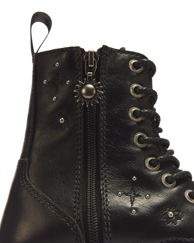 Jadon Whimsy Goth 8 Eye Leather & Velvet Lace Up Platform Boots 3