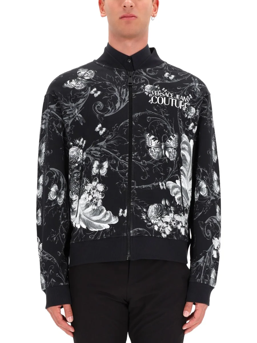 COTTON FLEECE BOMBER JACKET WITH CABINET DE CURIOSITY PRINT - 1