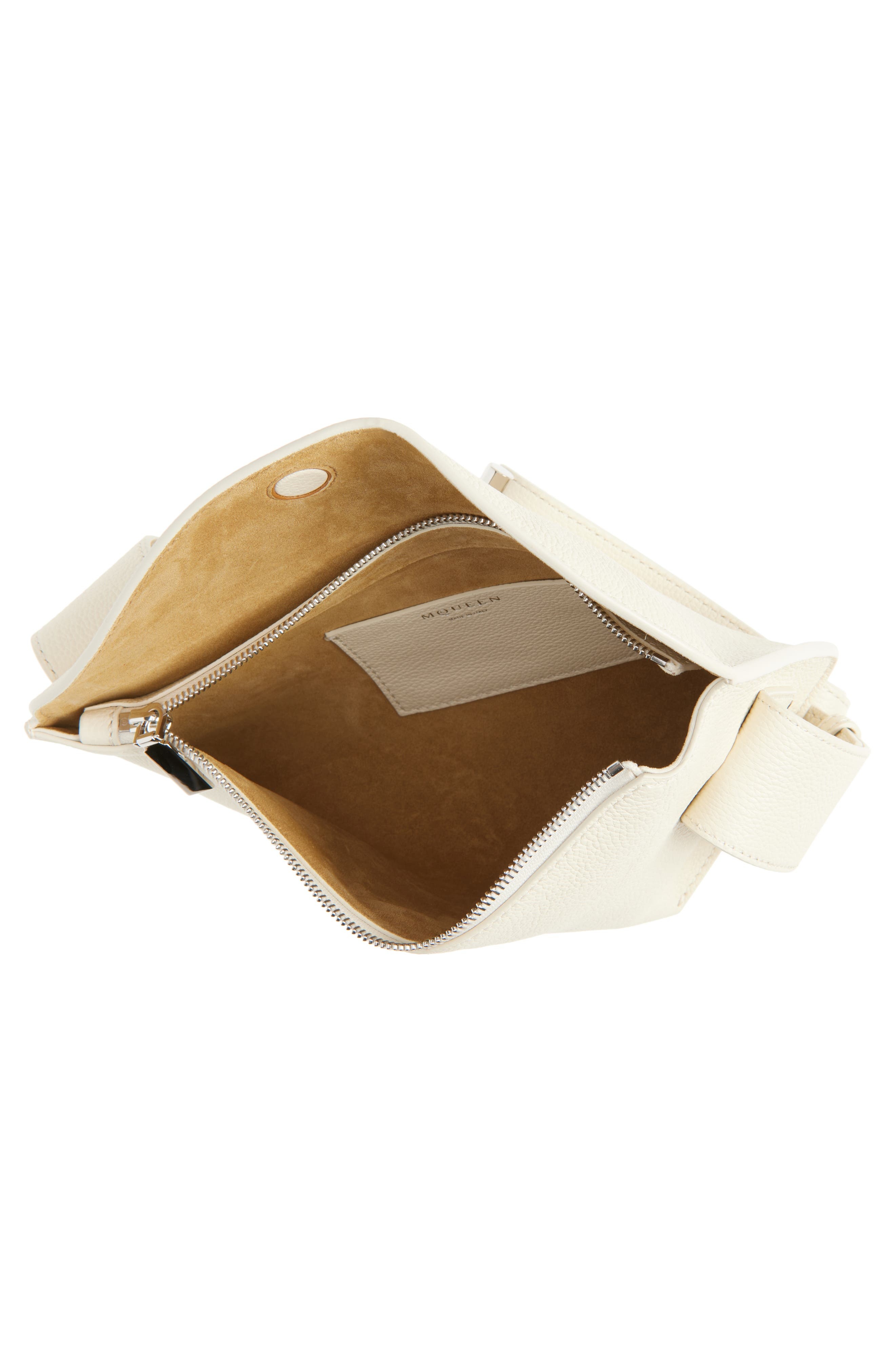 McQueen T-Bar Sling Asymmetric Leather Crossbody Bag in Cream/Silver at Nordstrom - 5