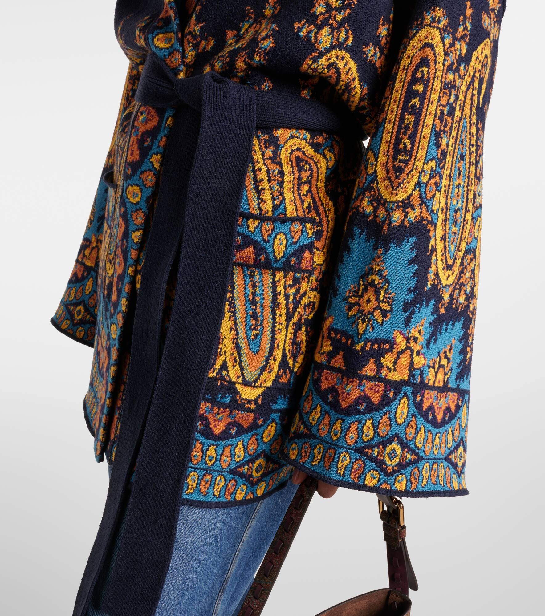 Jacquard cotton-blend wrap cardigan - 5