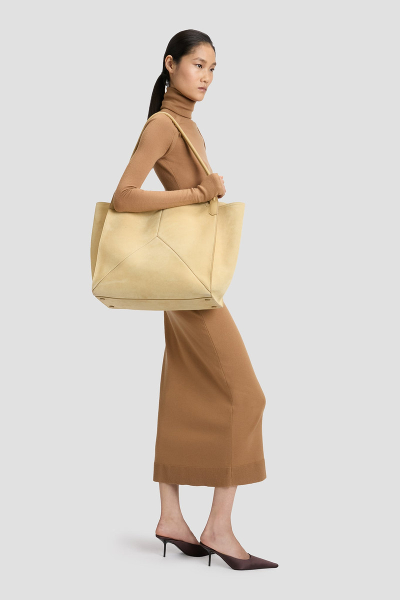 Victoria Tote In Sand Suede 3