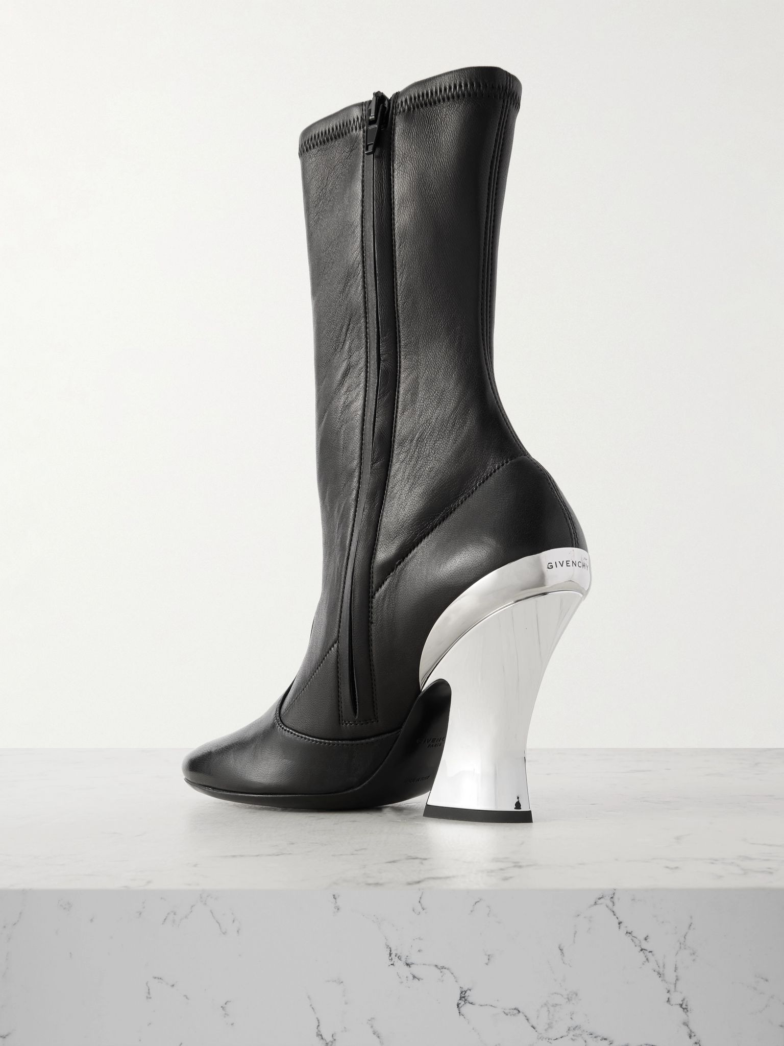 Stretch-leather ankle boots Black - 3
