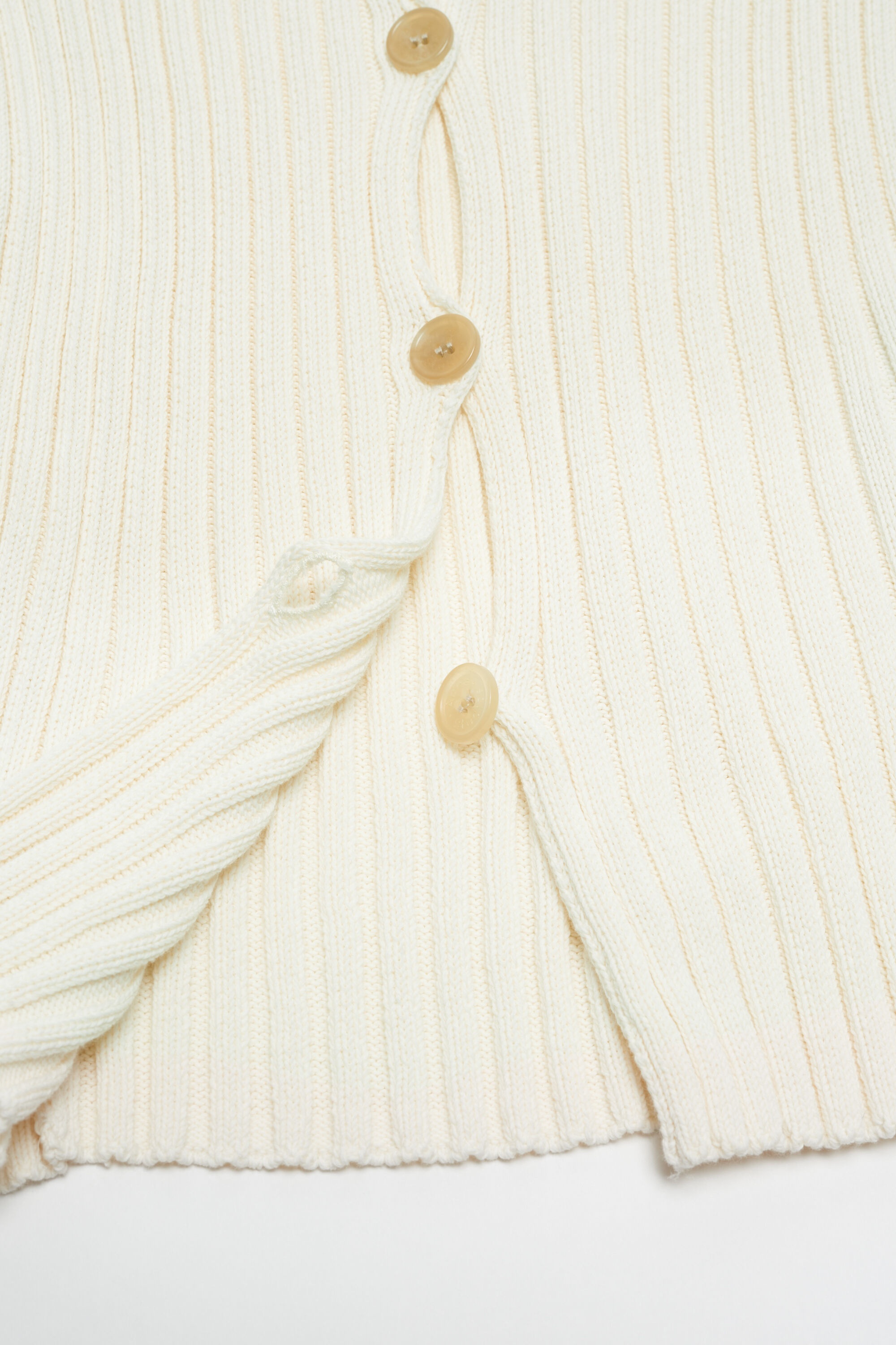 Button-up rib cardigan - Off white - 5