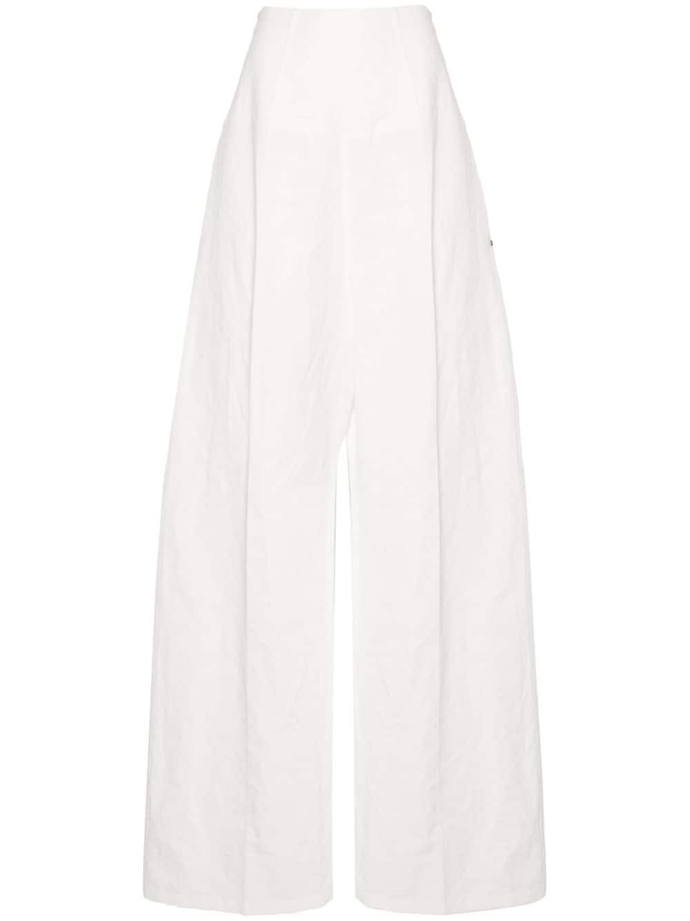 Linen and cotton blend trousers - 1