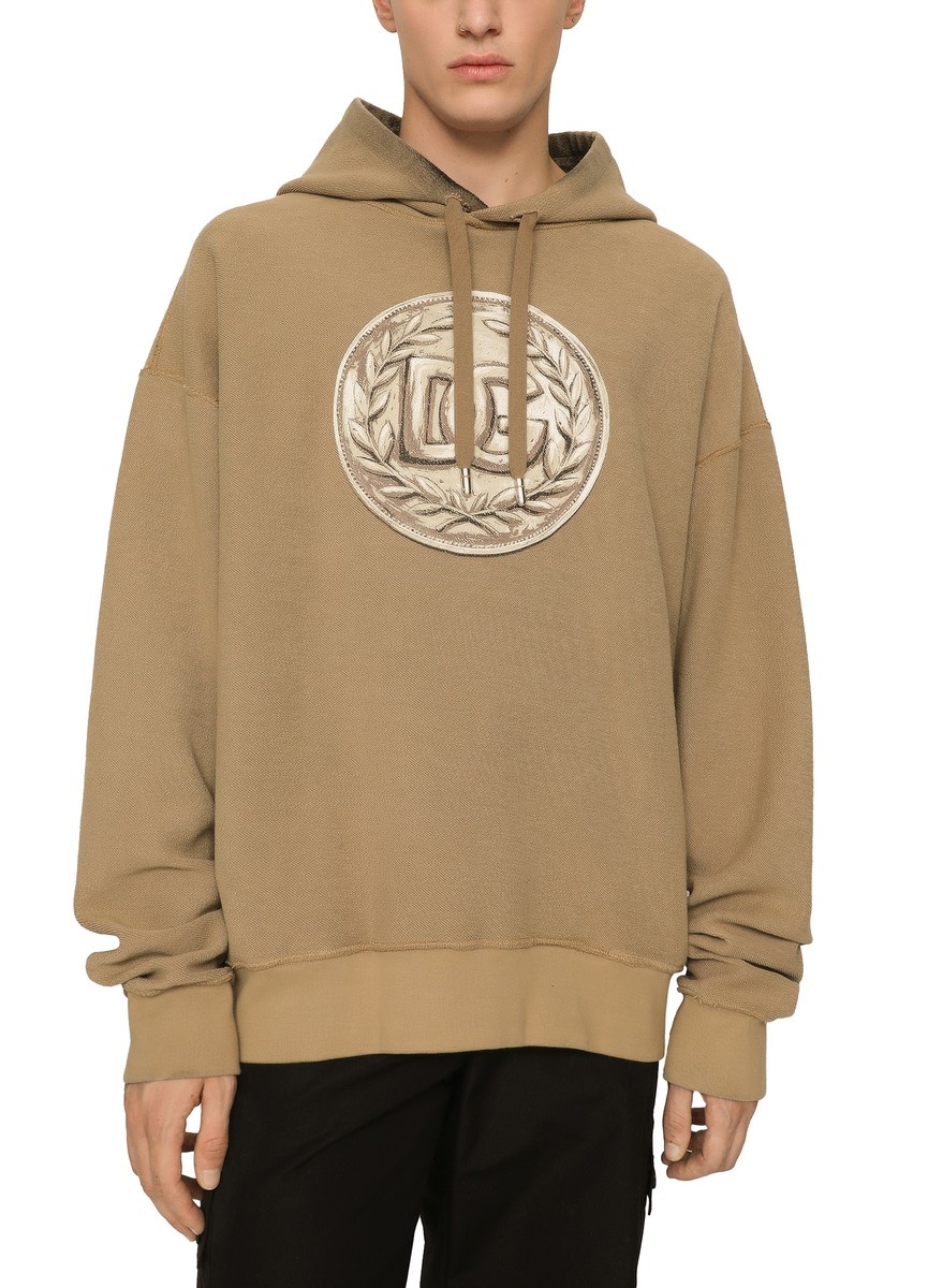 Reverse Jersey Hoodie with Hood and Coin Print - 2