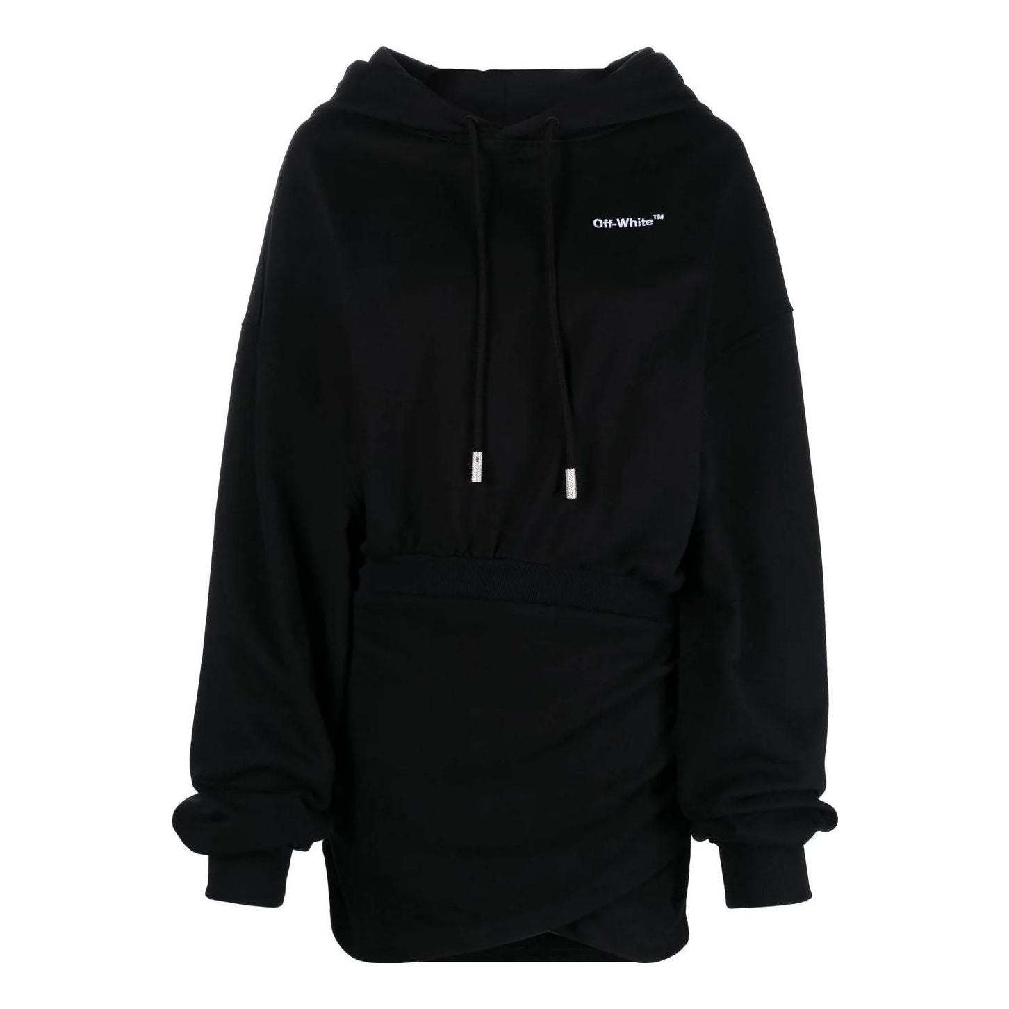(WMNS) Off-White Logo-Embroidered Cotton Hoodie 'Black' OWDB423C99JER0021001 - 1