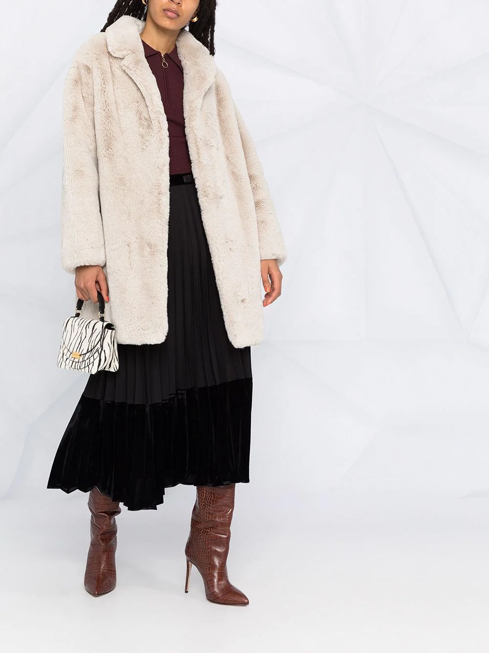 faux-shearling coat - 2