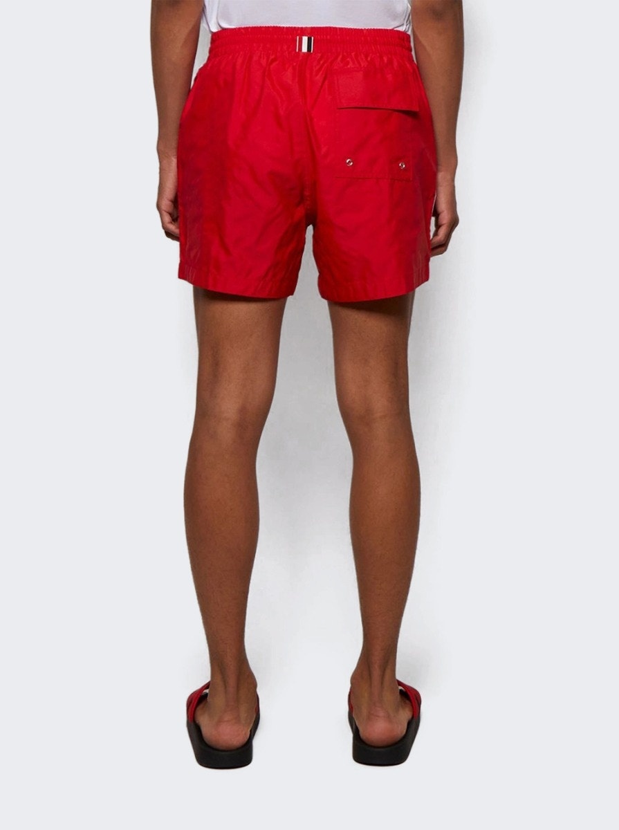 Drawcord Waist Solid Swim Trunks Red - 7