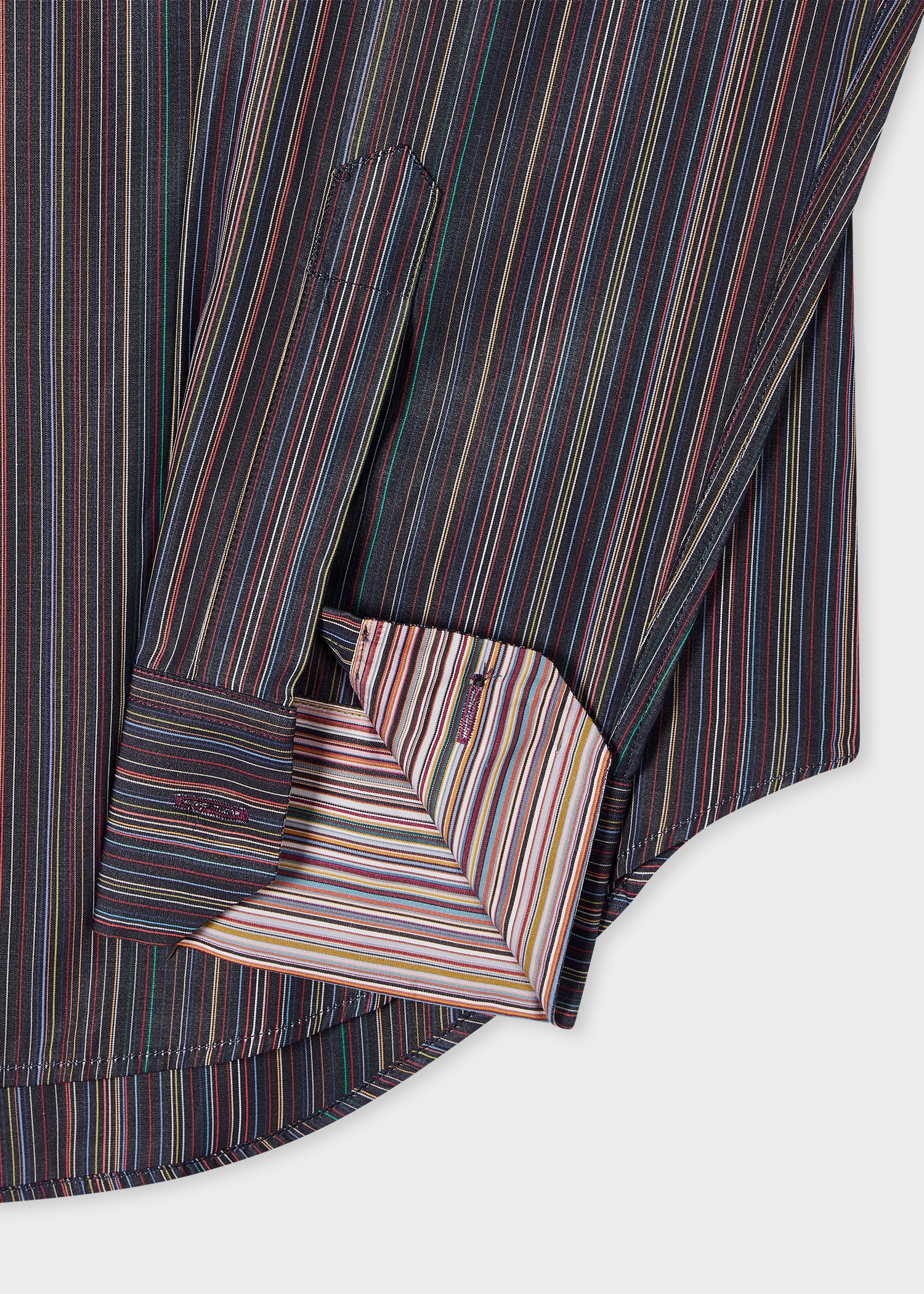Slim-Fit Navy 'Signature Stripe' Fly Front Shirt - 2