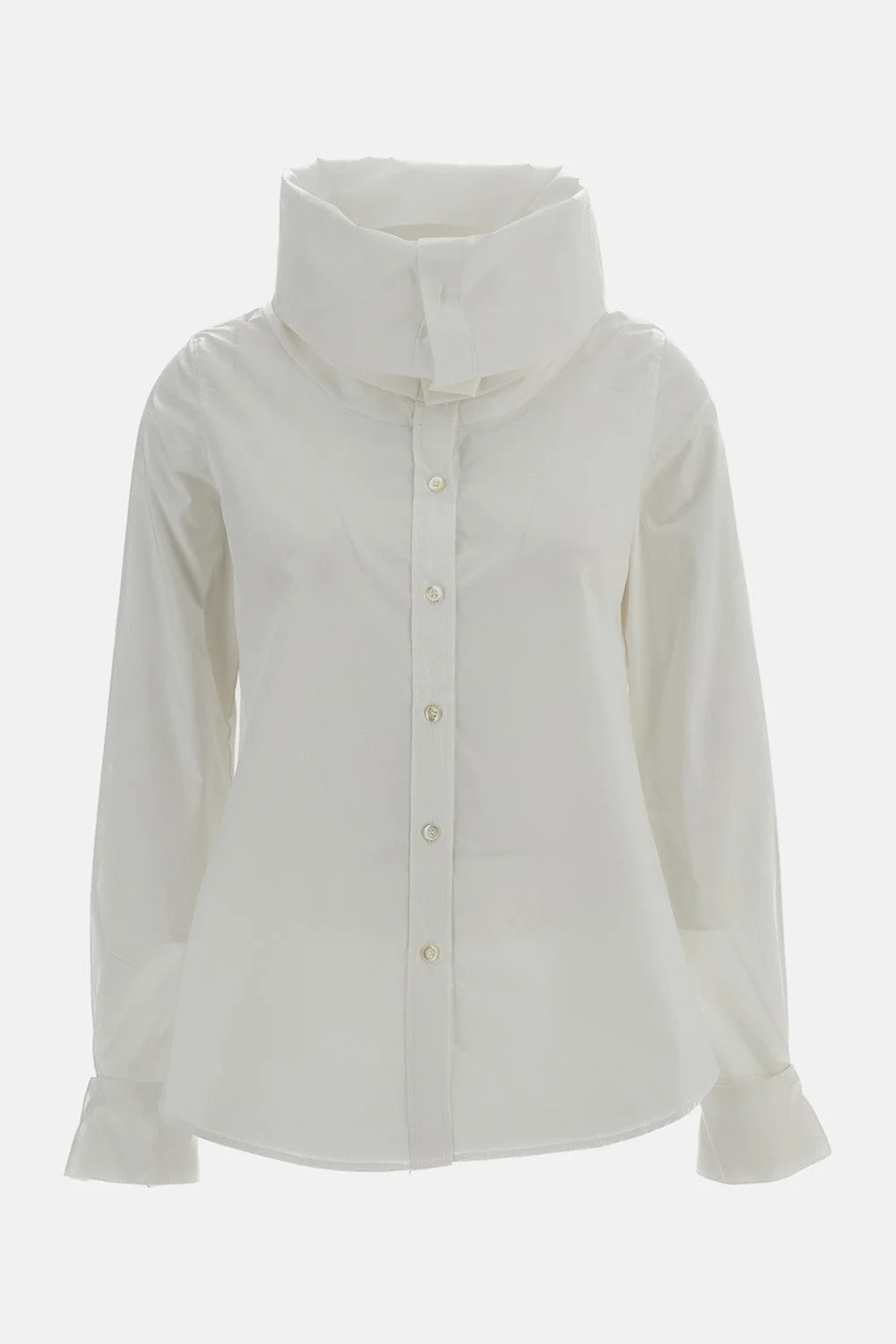 COTTON SHIRT WITH HIGH COLLAR - 1