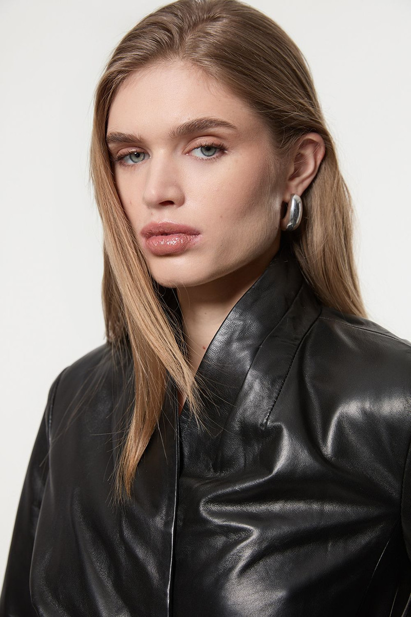Leather Belted Tailored Blazer 3