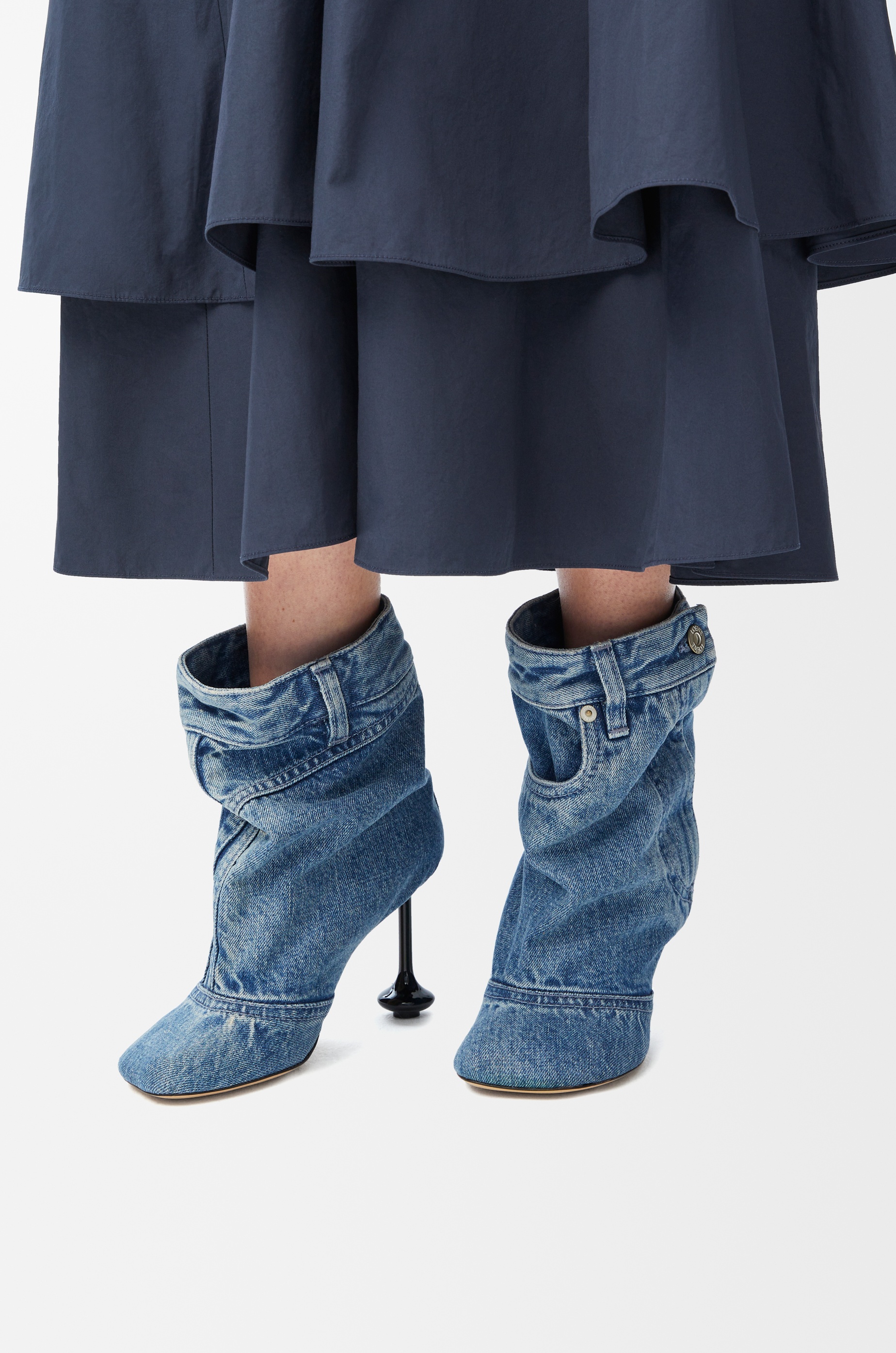 Toy ankle bootie in washed denim - 2