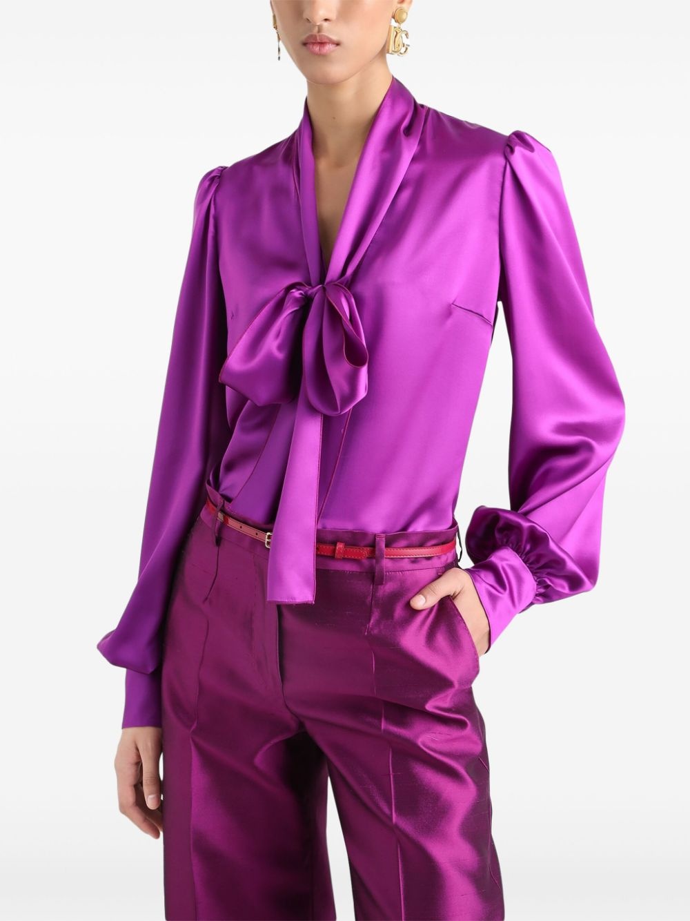 pussybow-collar shirt - 4