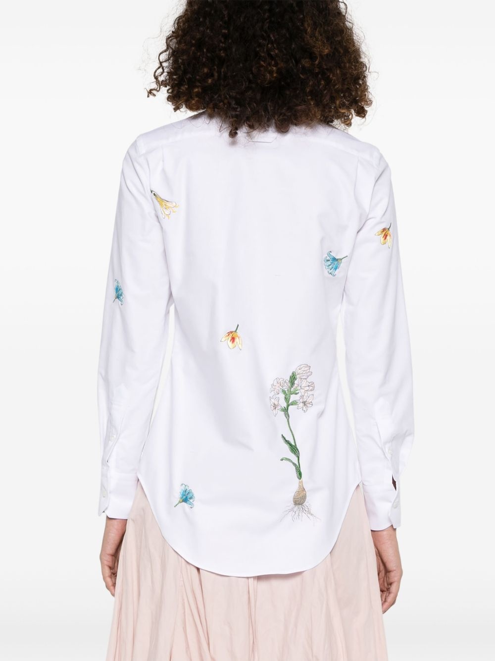 floral-embroidery cotton shirt - 4
