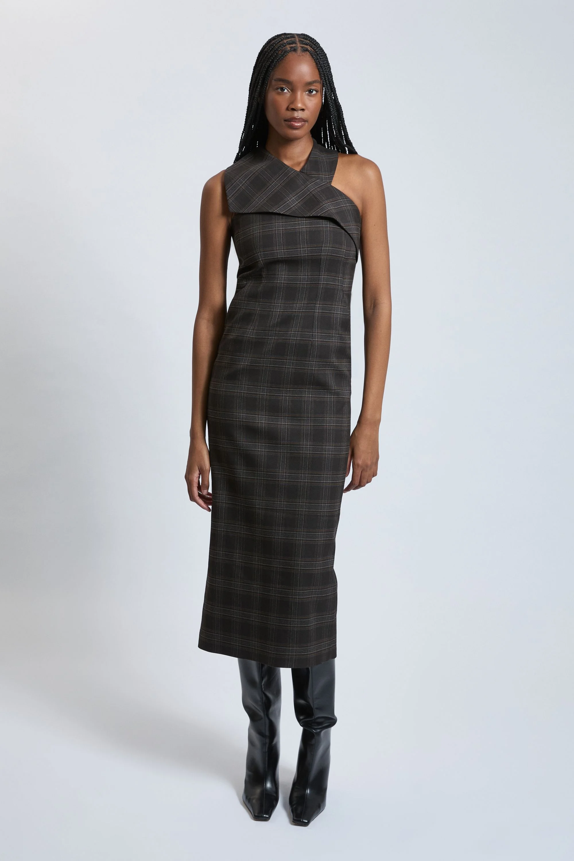 Check Tailored Midi Dress - 1