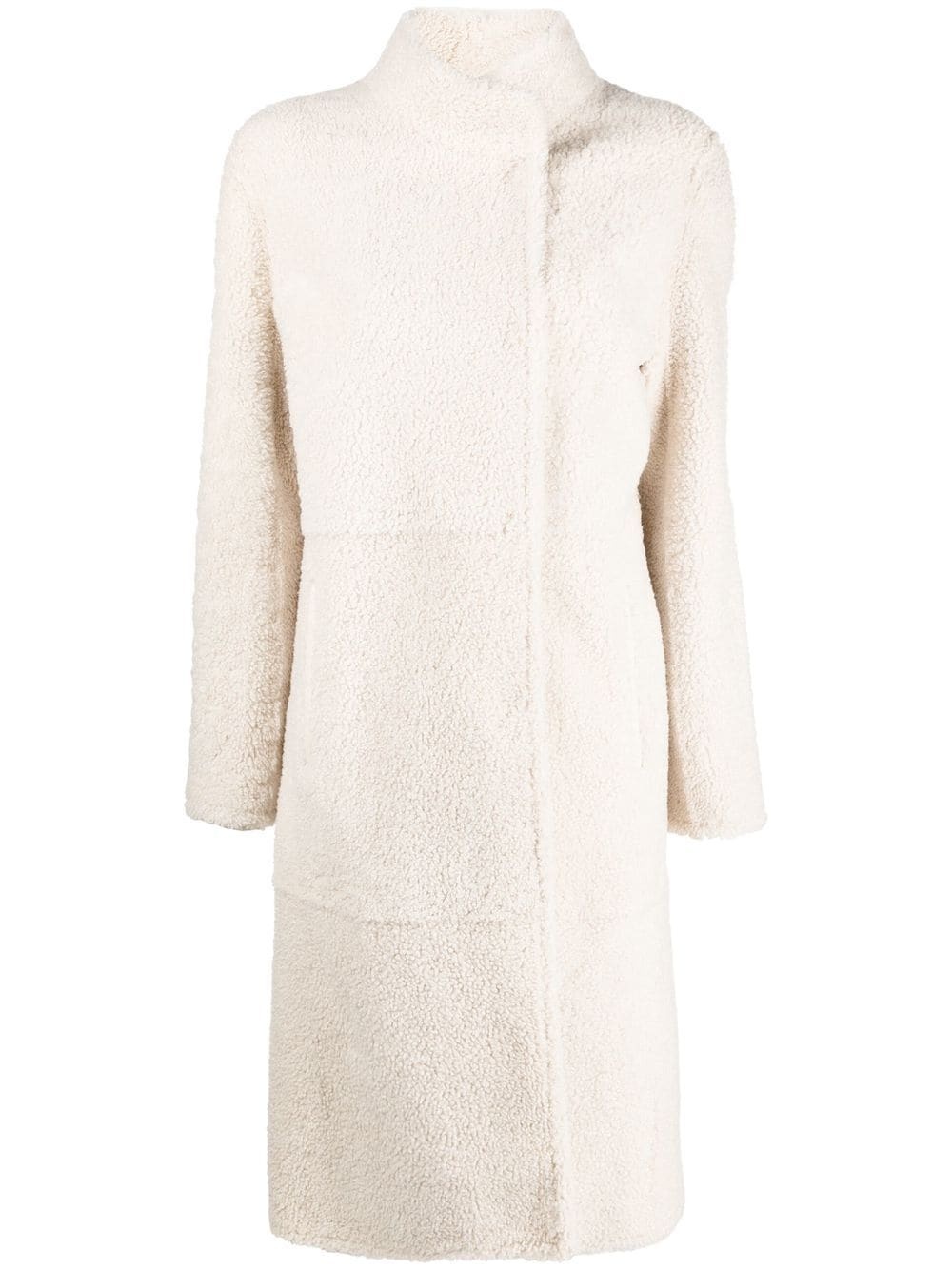 long belted shearling coat - 1