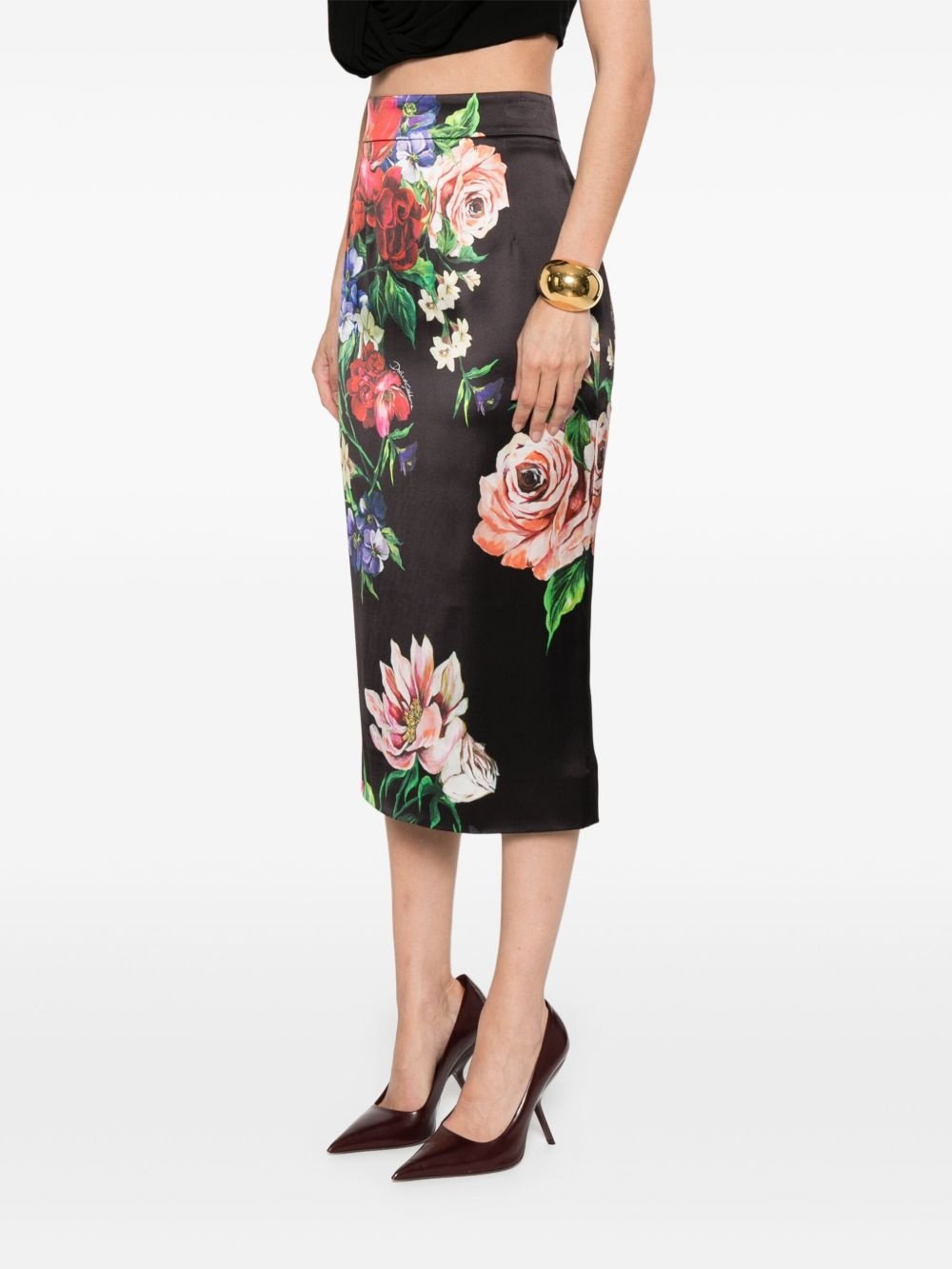 floral-print midi skirt - 3
