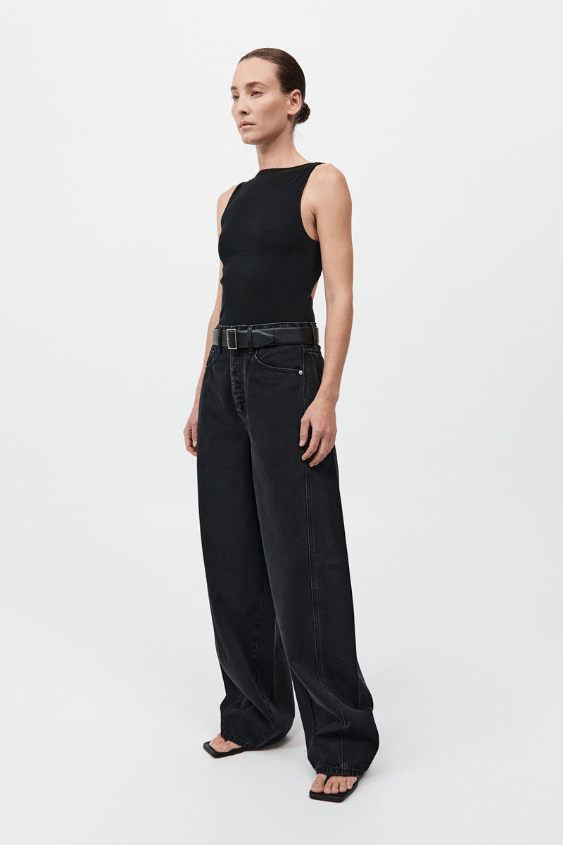Mid Rise Balloon Jeans - Washed Black 4