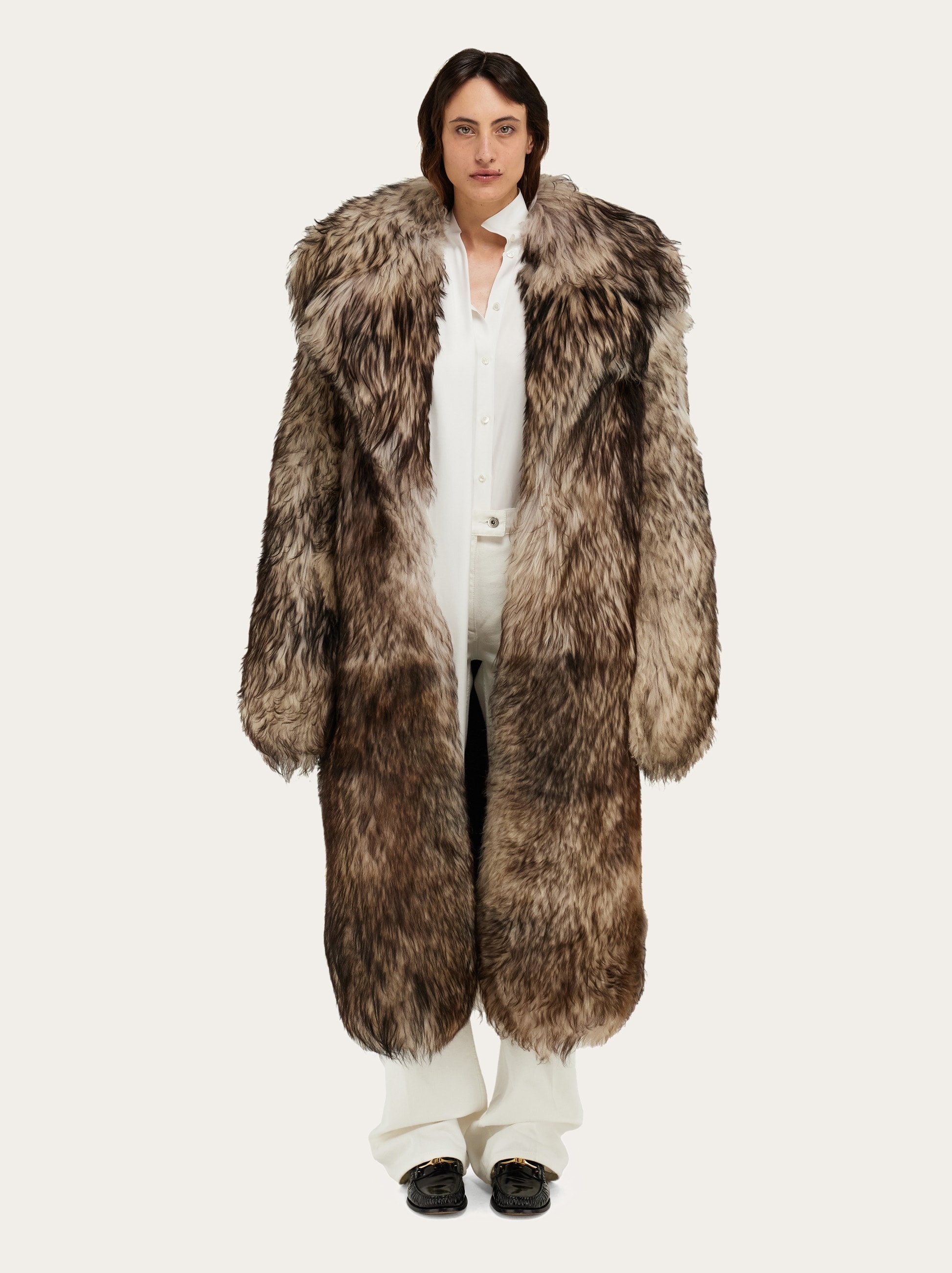 Leather and shearling coat - 6