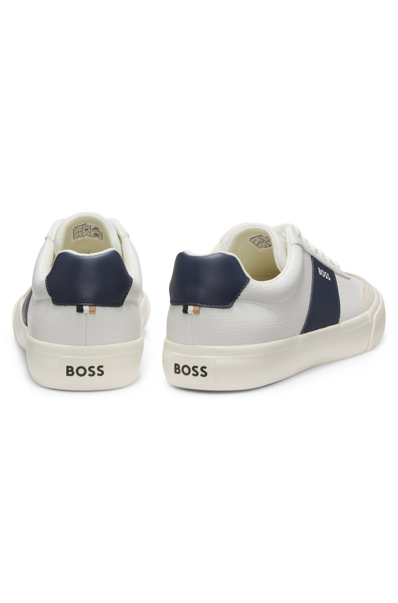 BOSS LEATHER-TRIM TRAINERS IN FAUX LEATHER outlook