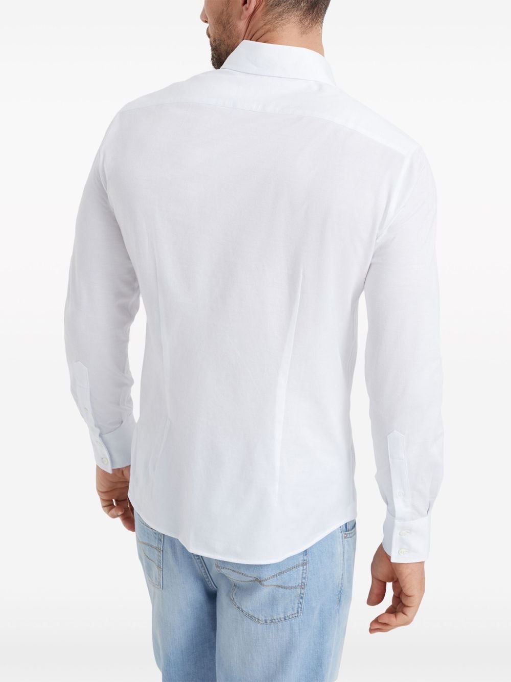 spread-collar cotton shirt - 4
